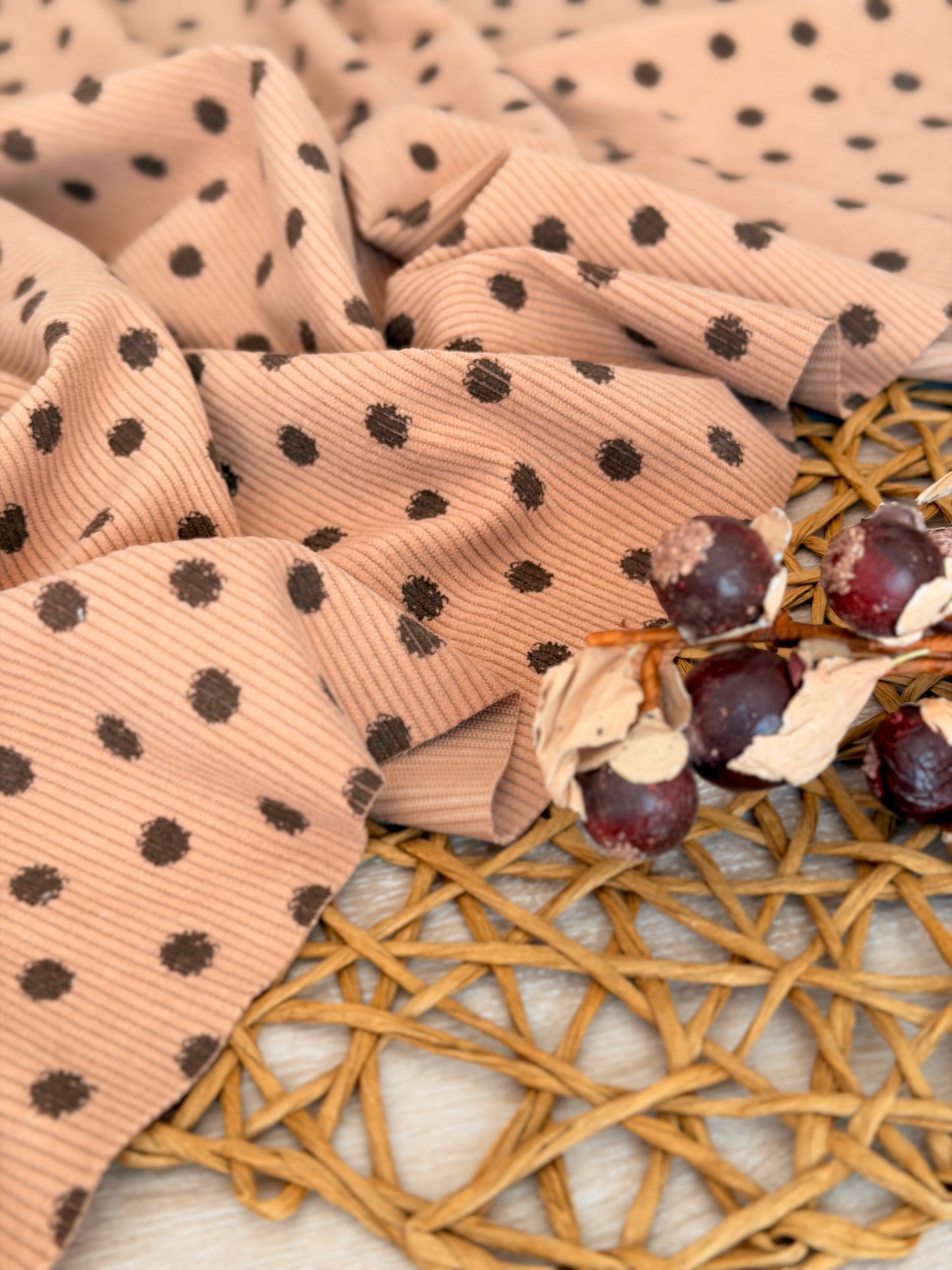 Printed Corduroy Mocha Dots
