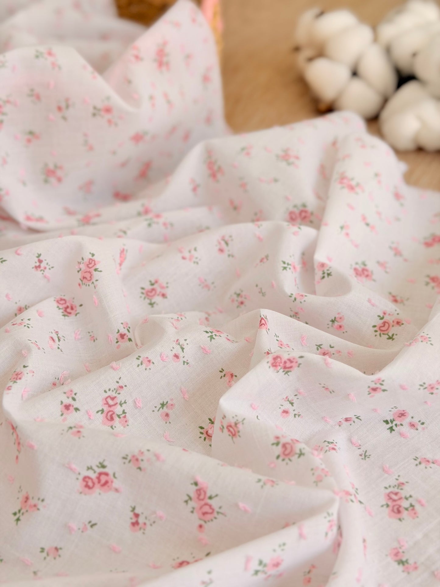 Printed Plumeti Cotton Blushing Rose