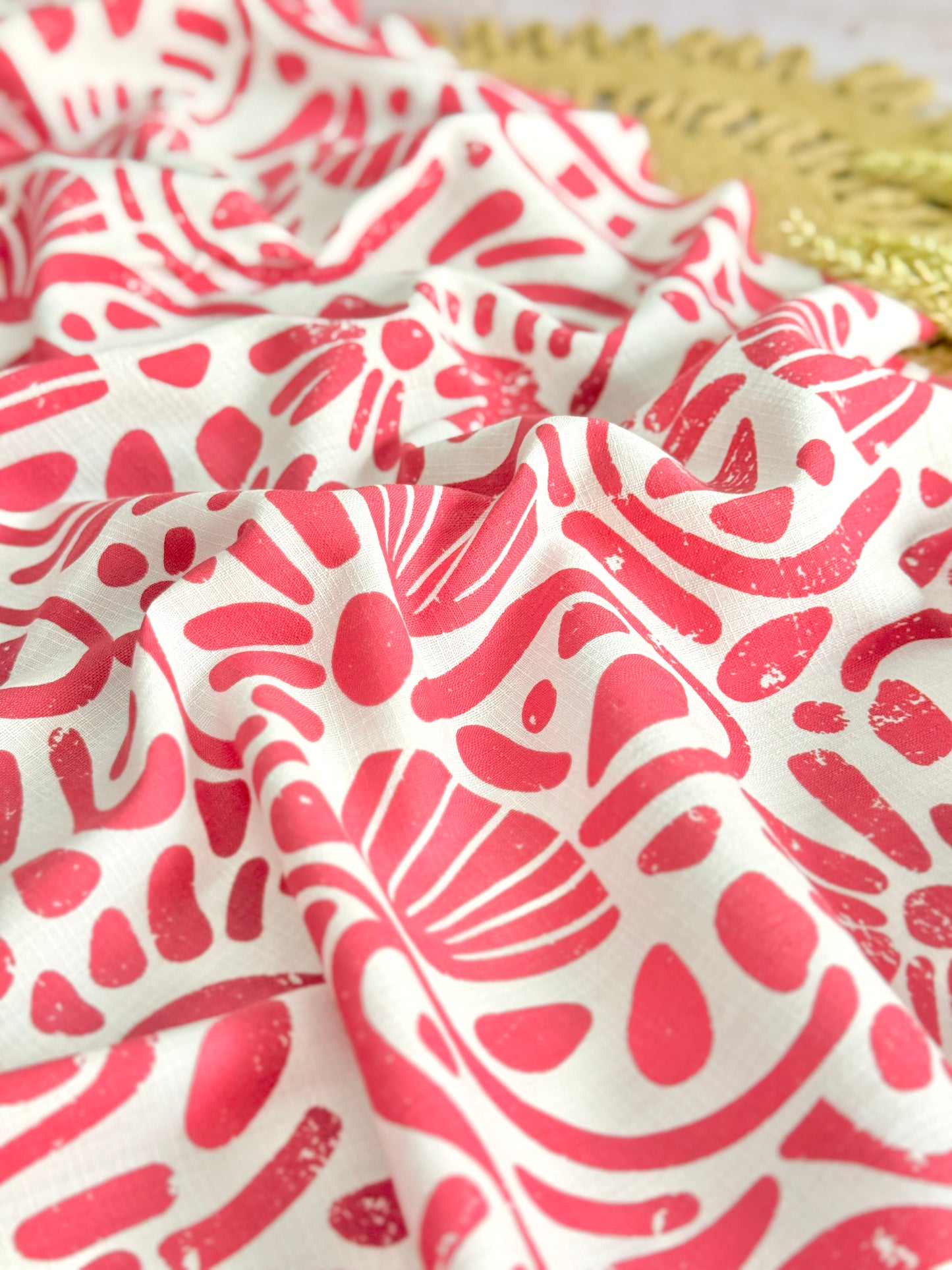 Printed Linen Slub Natural Shapes