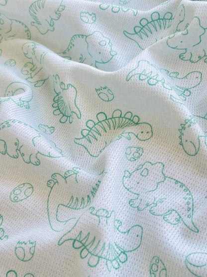 Printed Waffle Fabric Dino