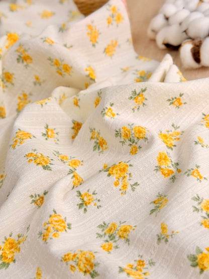 Embroidered Cotton Golden Rose
