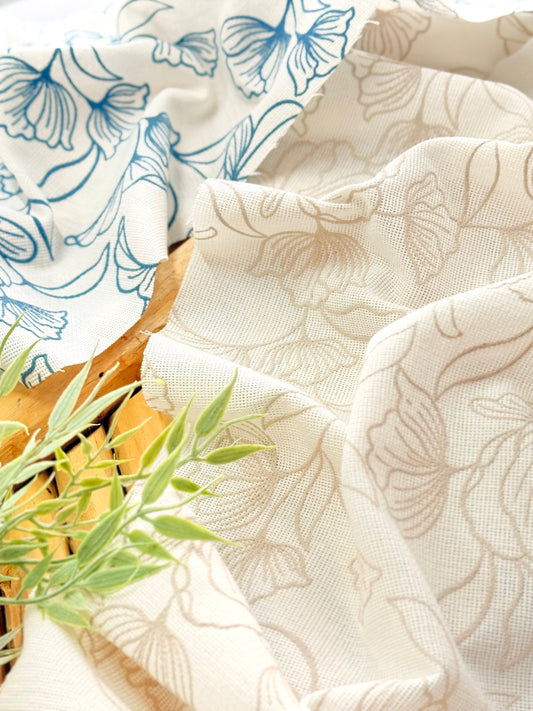 Artisanal Printed Linen Ocean Bloom
