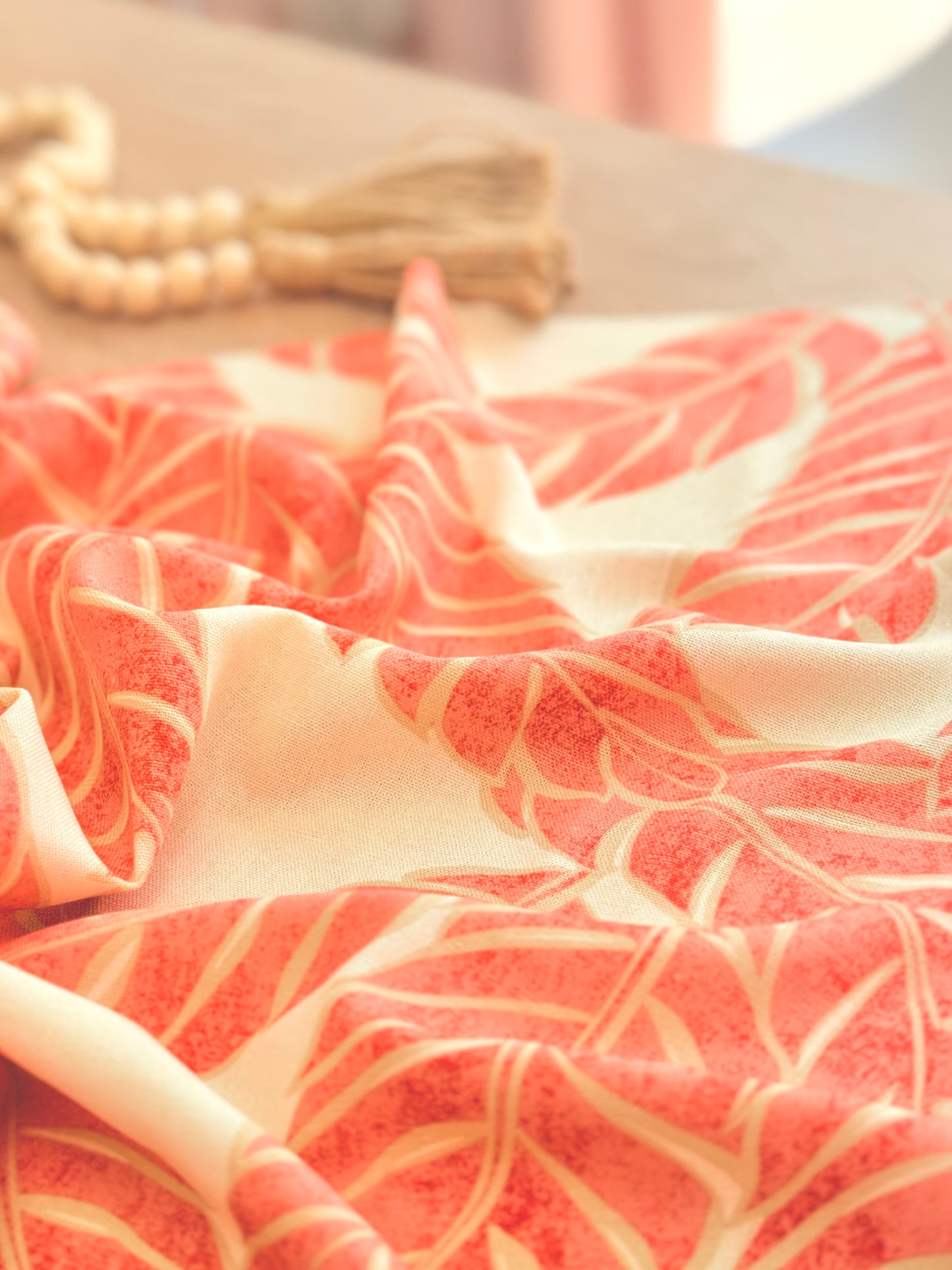 Printed Linen Coral Whisper