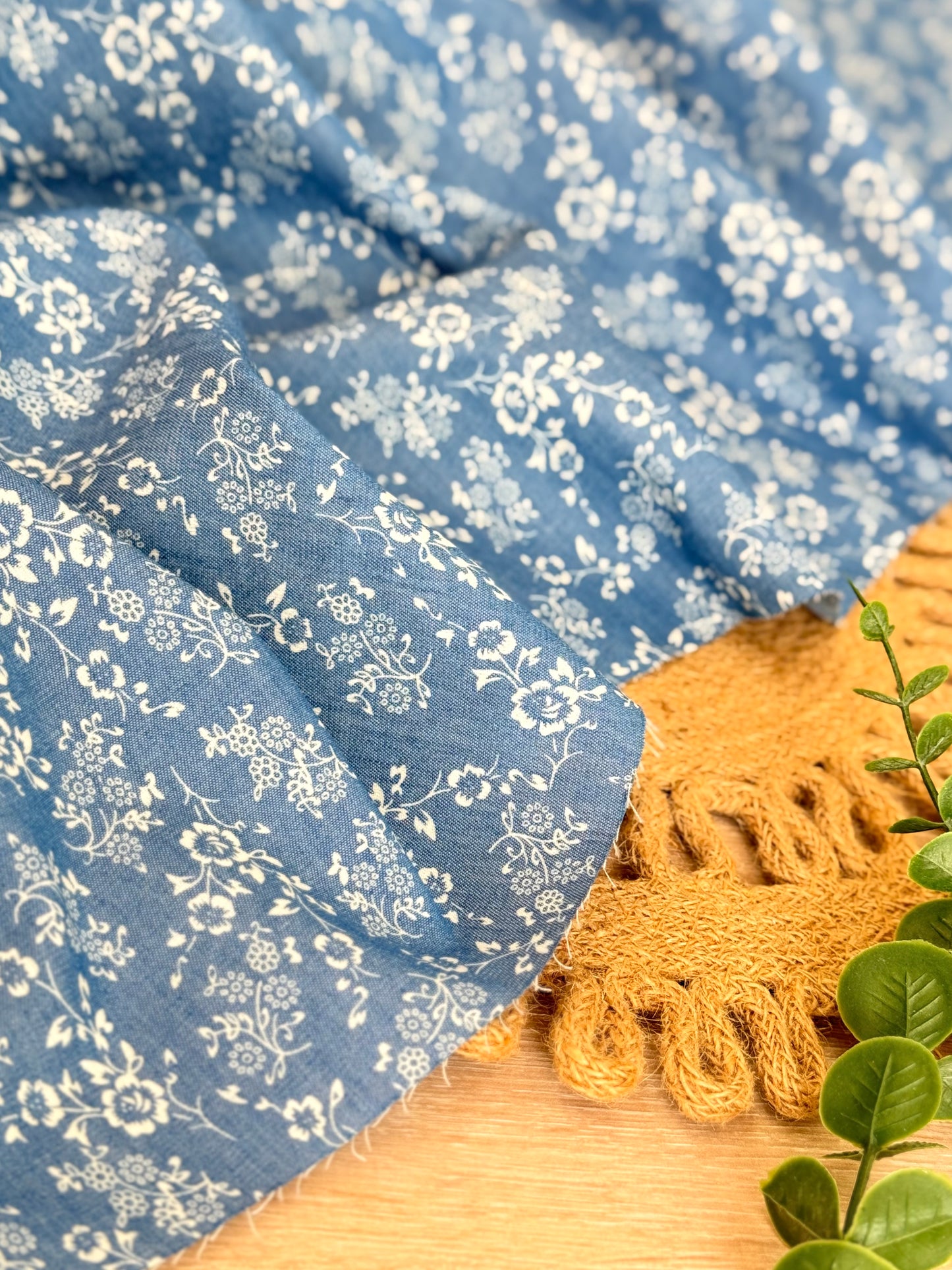 Printed Denim Cottage Bloom