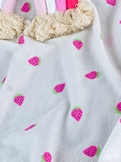 Printed Waffle Fabric Strawberry