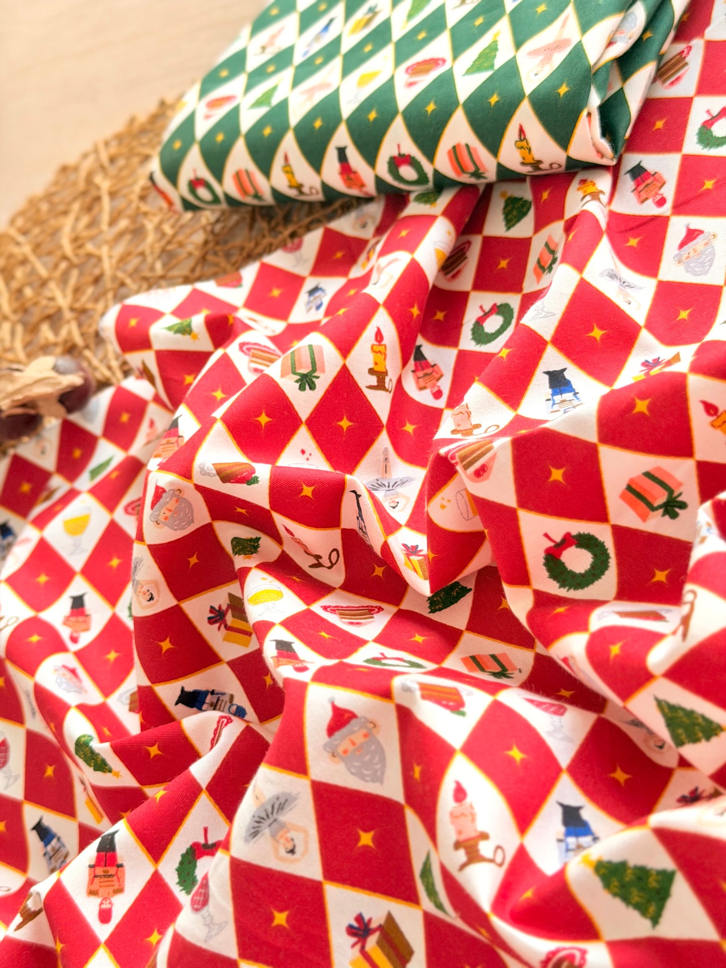 Cotton Twill Christmas Argyle