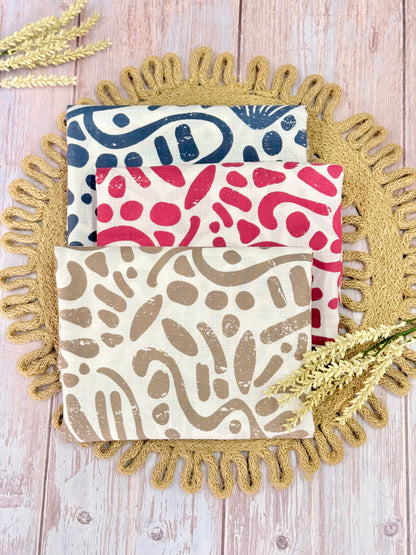 Printed Linen Slub Natural Shapes