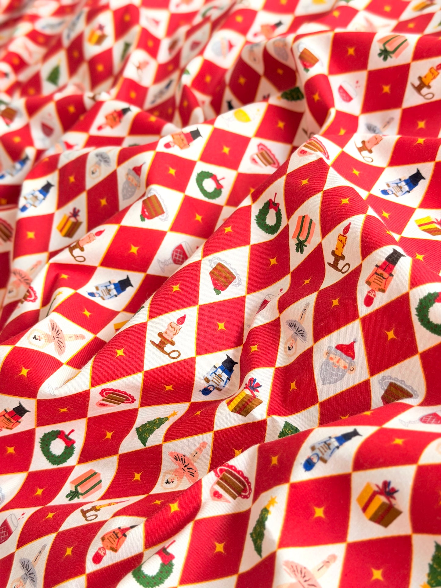 Cotton Twill Christmas Argyle