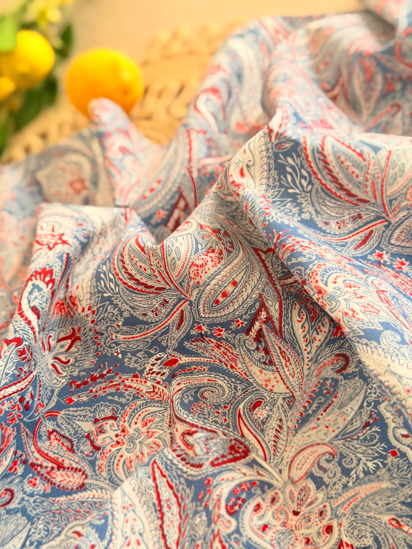 Printed Cotton Blue Paisley