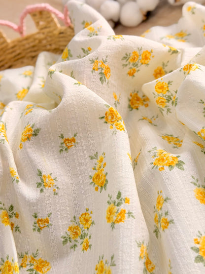 Embroidered Cotton Golden Rose