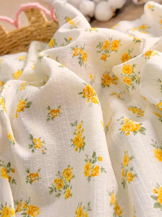 Embroidered Cotton Golden Rose