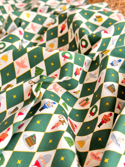 Cotton Twill Christmas Argyle