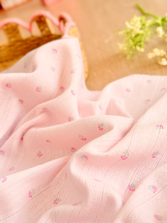 Printed Cotton Jersey Tiny Daisy Pink
