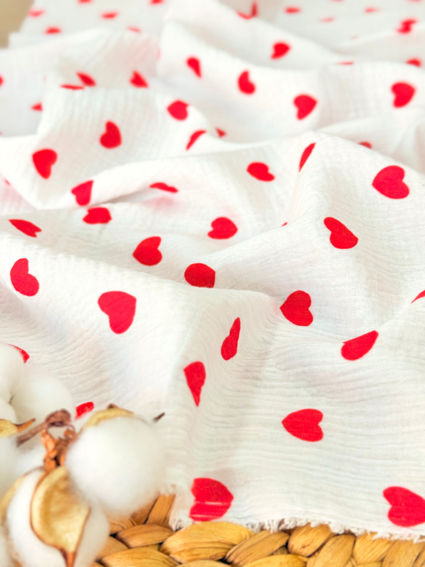 Muselina Red Hearts
