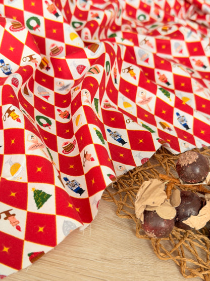 Cotton Twill Christmas Argyle