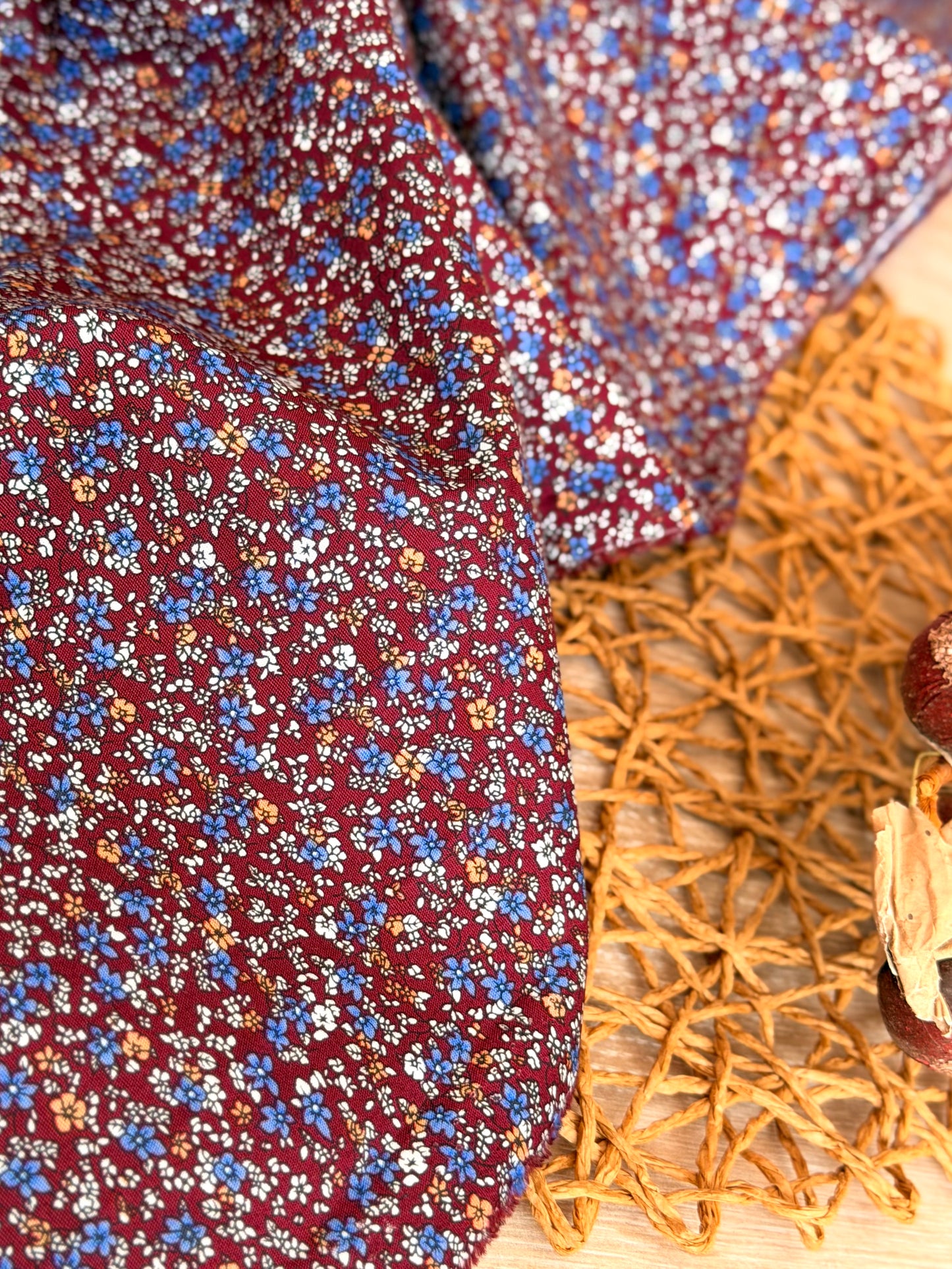 Printed Cotton Burgundy Bloom