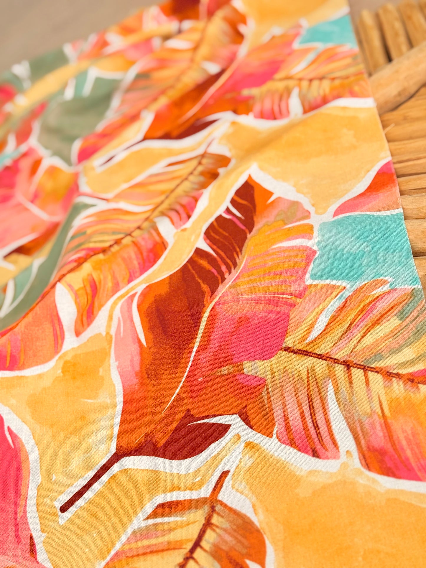 Printed Linen Flame Palms