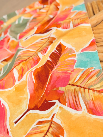 Printed Linen Flame Palms