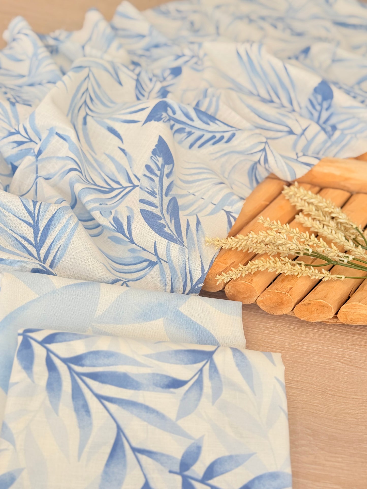 Printed Linen Blue Breeze