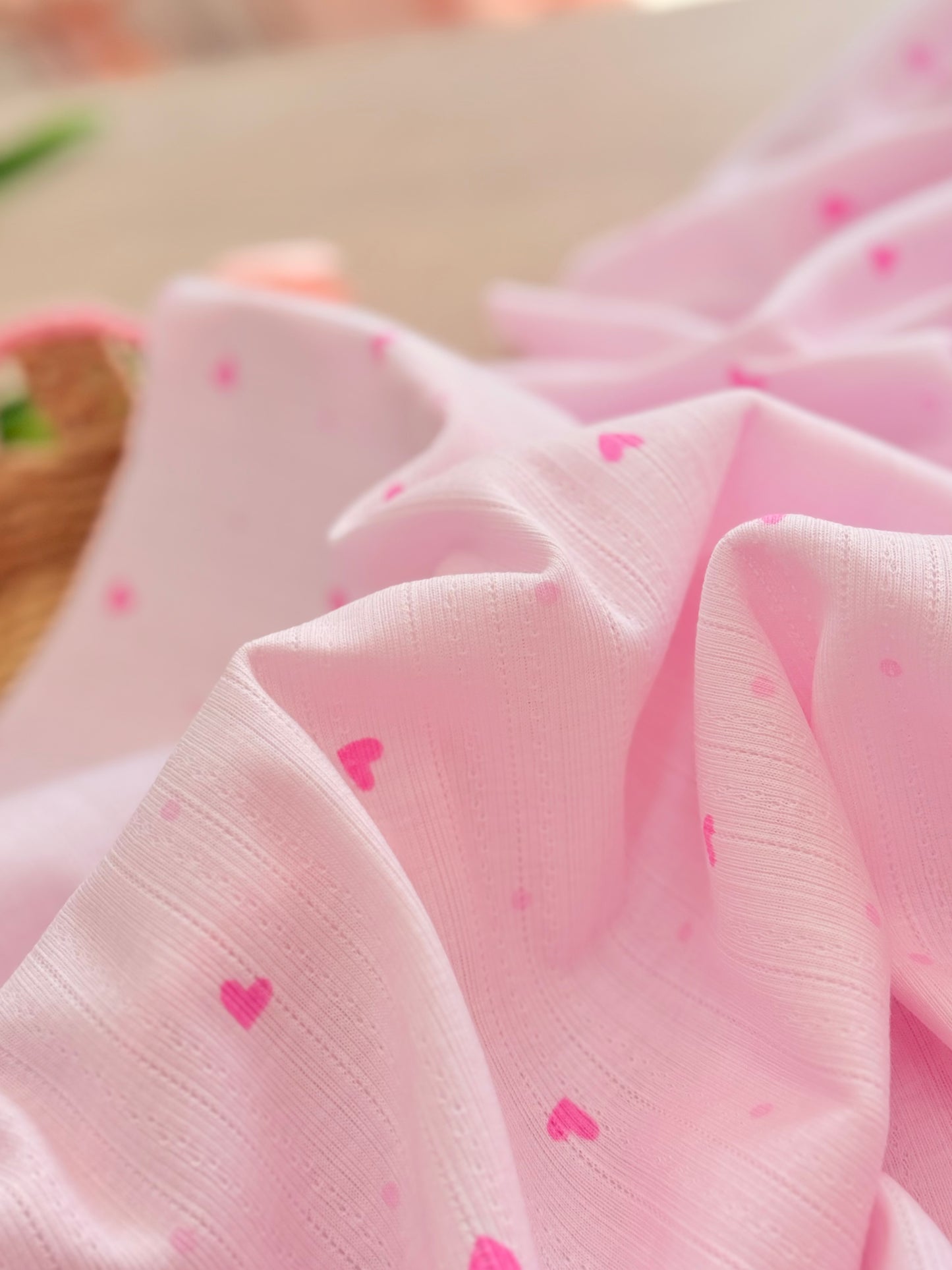 Printed Cotton Jersey Rosy Hearts