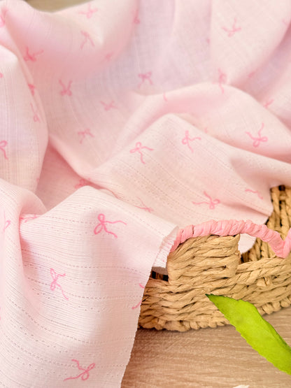 Printed Cotton Jersey Blush Bows