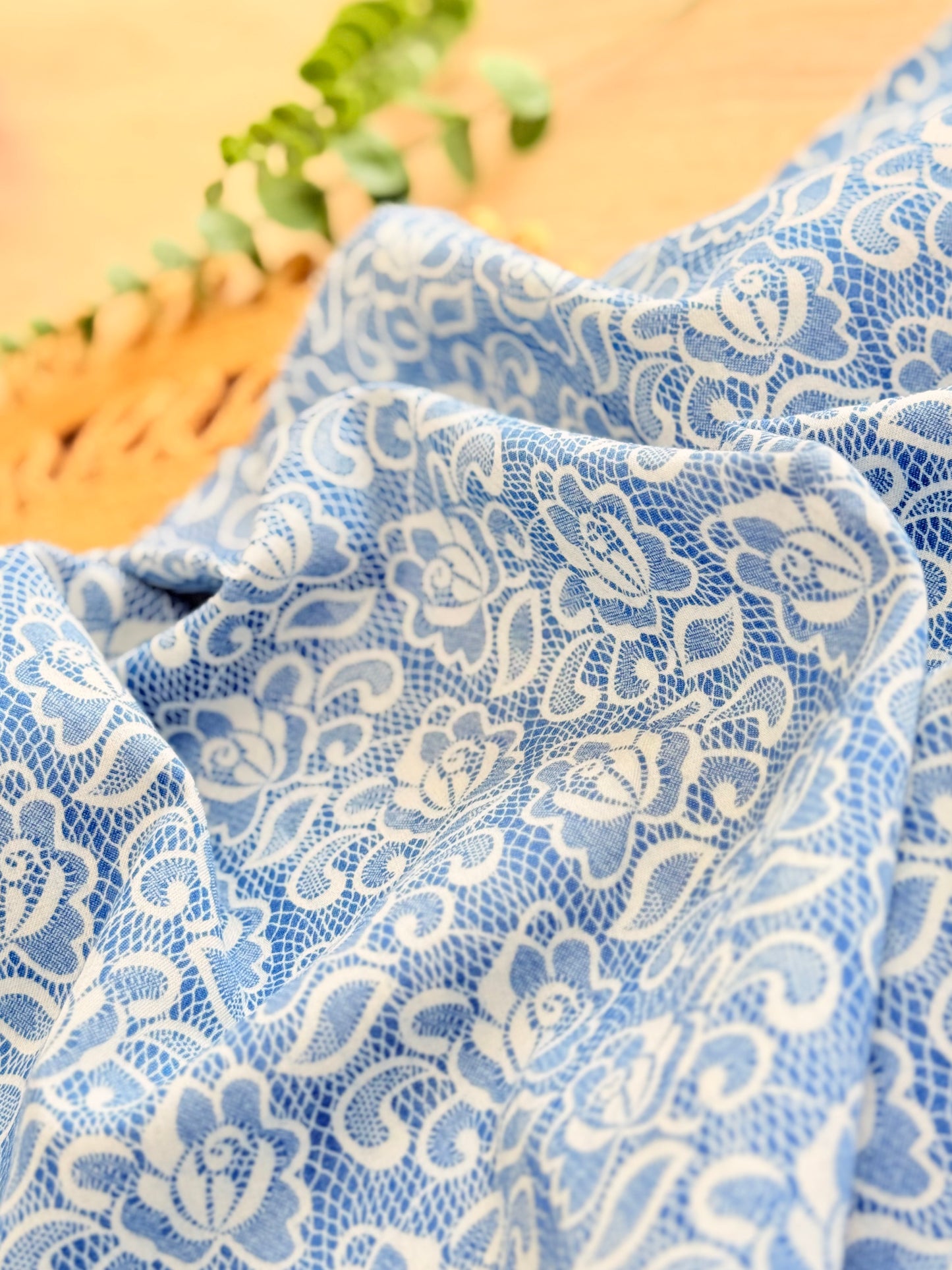 Printed Denim Blue Lace Garden