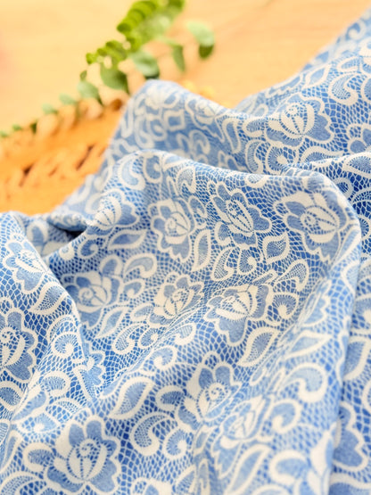 Printed Denim Blue Lace Garden