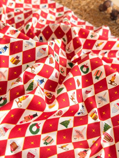 Cotton Twill Christmas Argyle