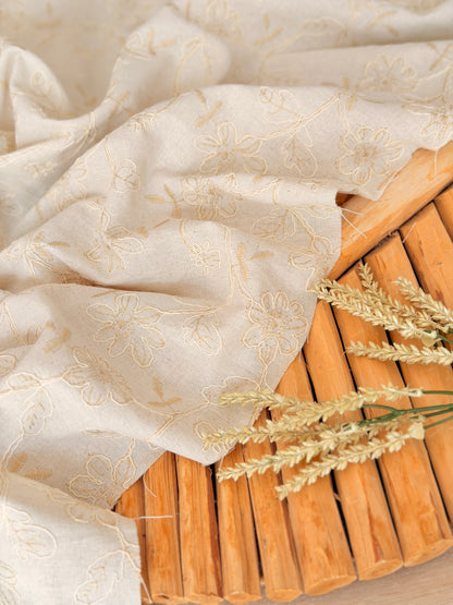 Embroidered Linen Ivory Meadow