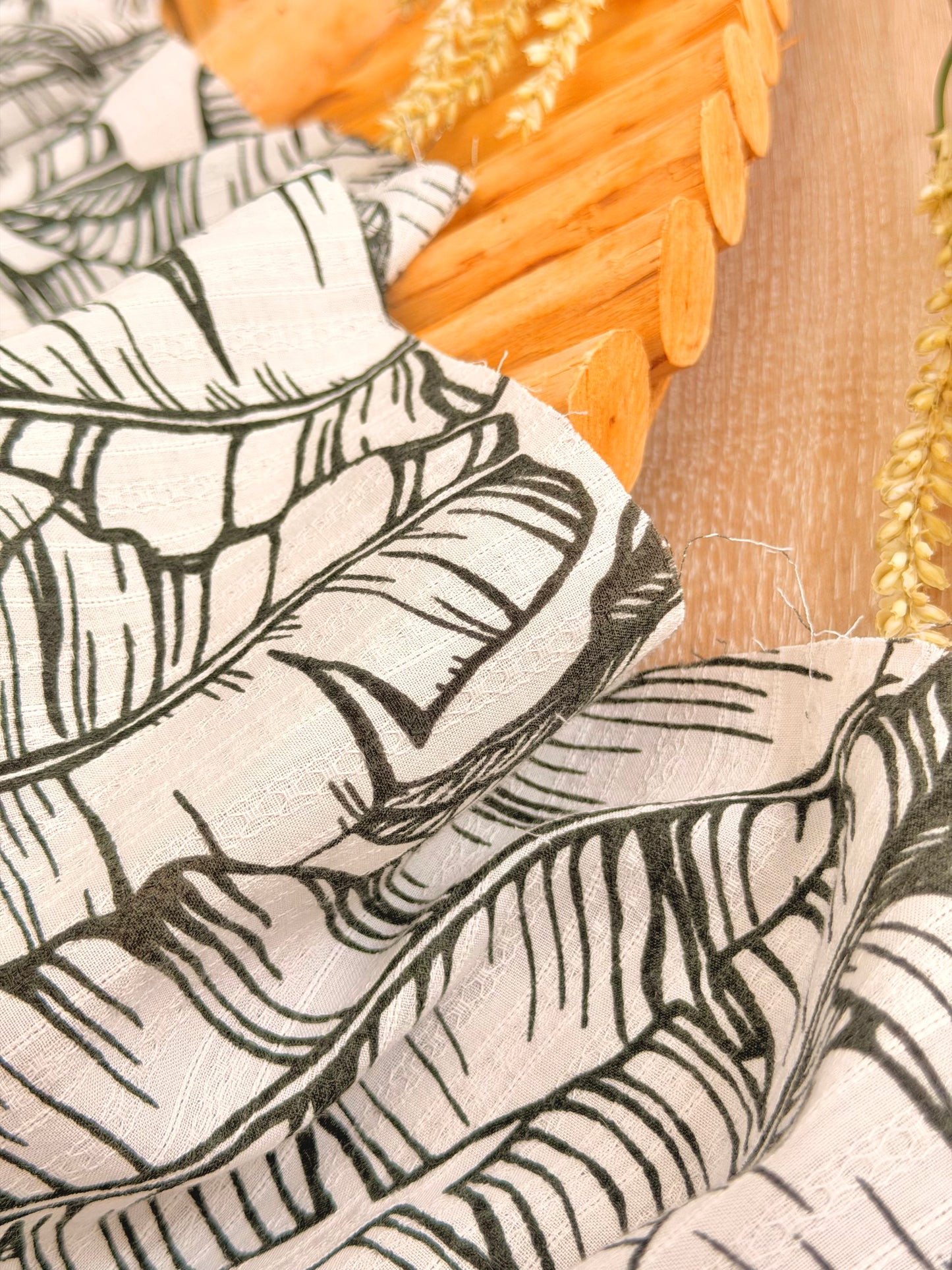 Embroidered Cotton Banana Grove