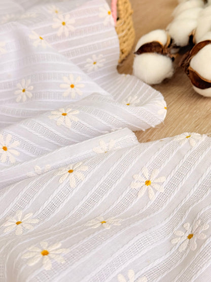Embroidered Cotton Daisy Fields