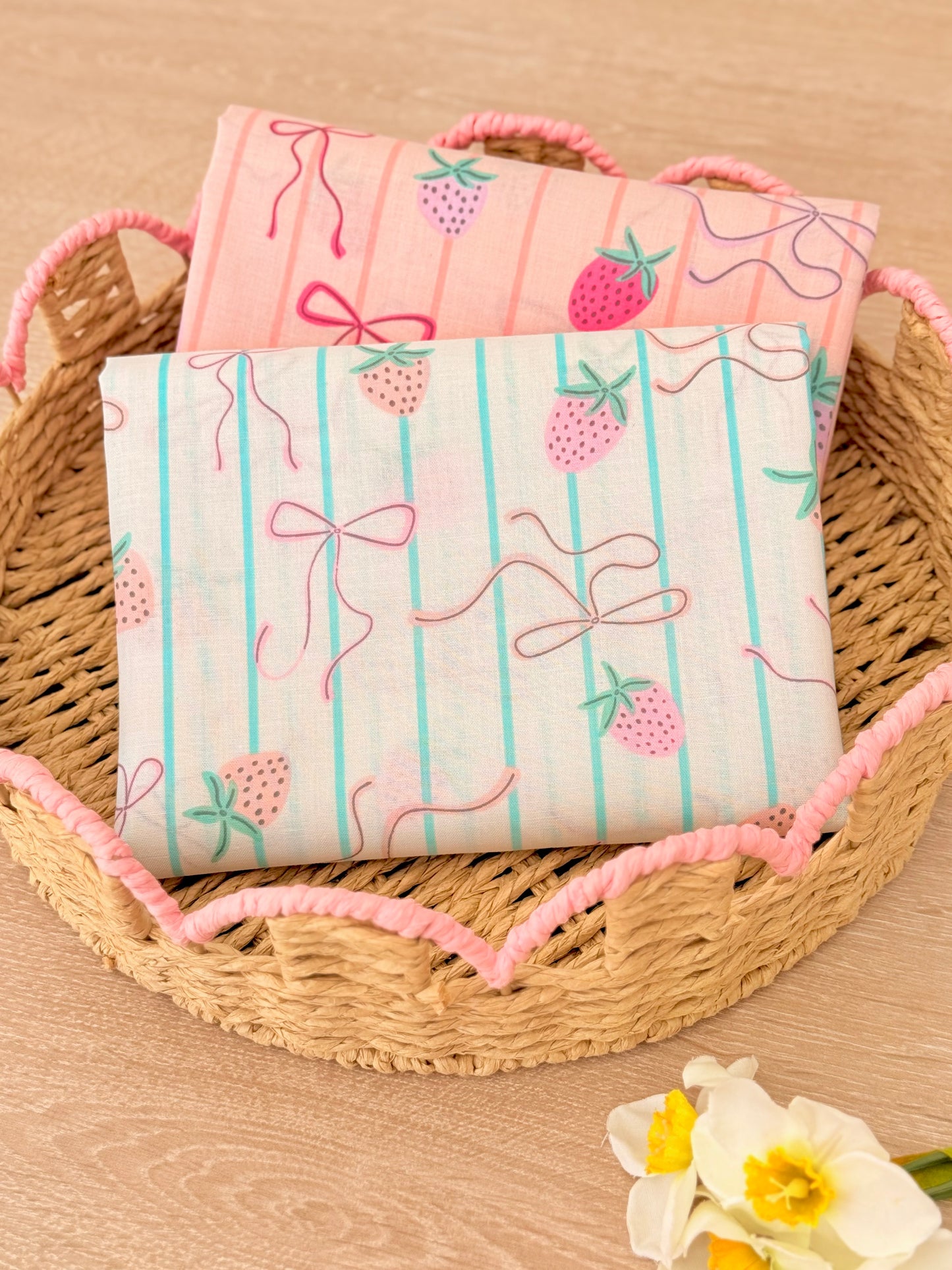 Printed Cotton Strawberry Ribbons