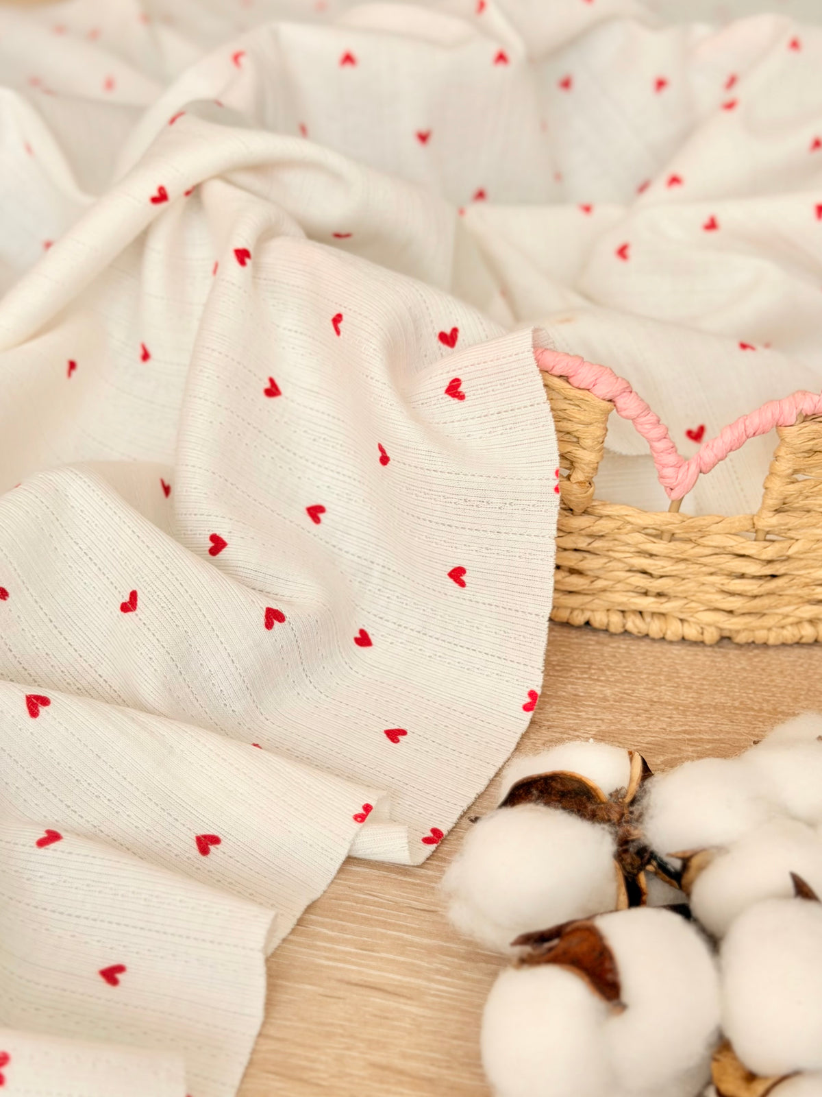 Printed Cotton Jersey Sweetheart Dots