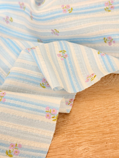Embroidered Cotton Bluebell Stripe
