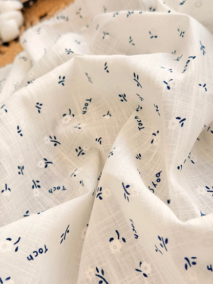 Puff Printed Cotton Tiny Blue Blooms