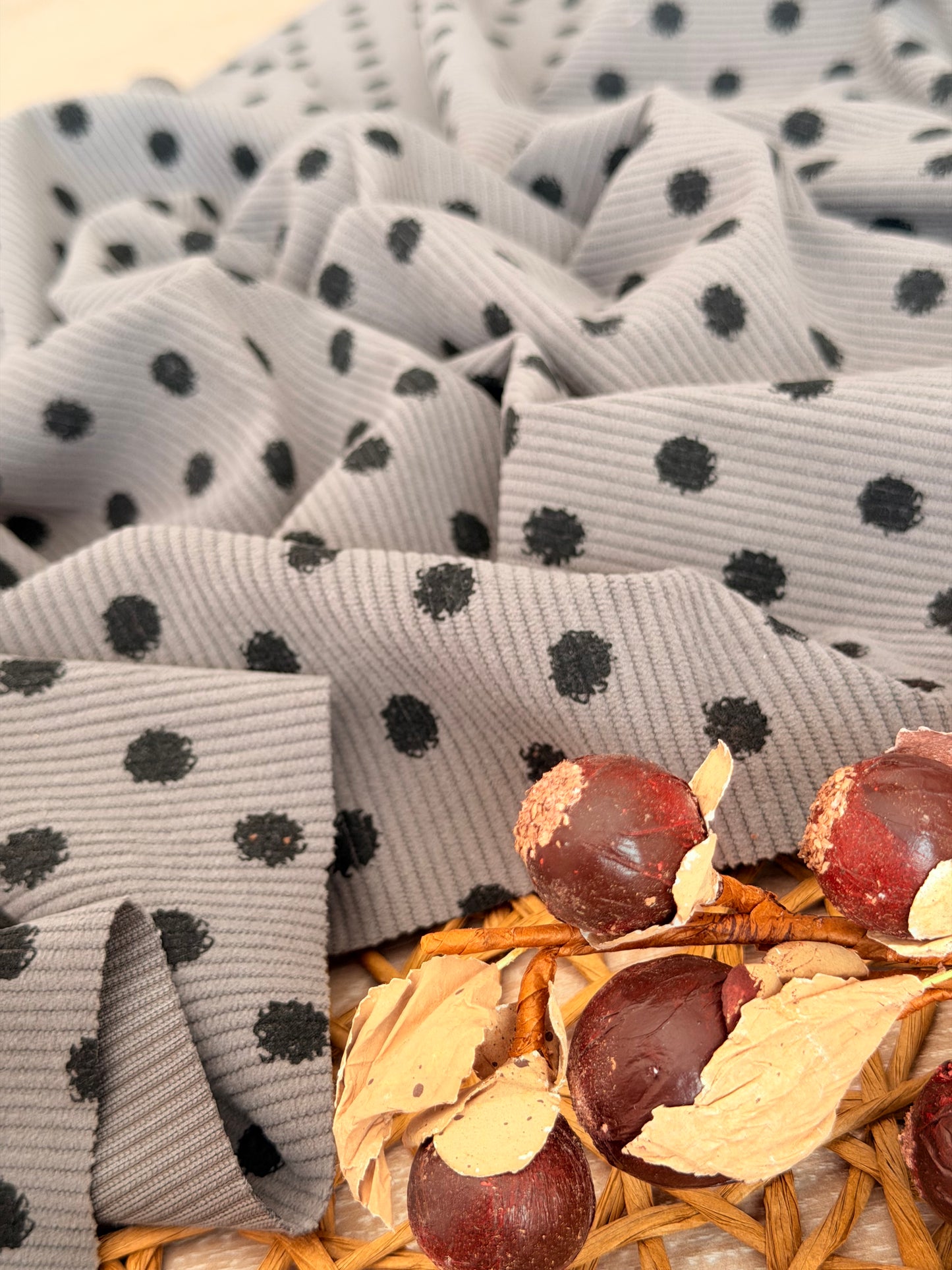 Printed Corduroy Mocha Dots