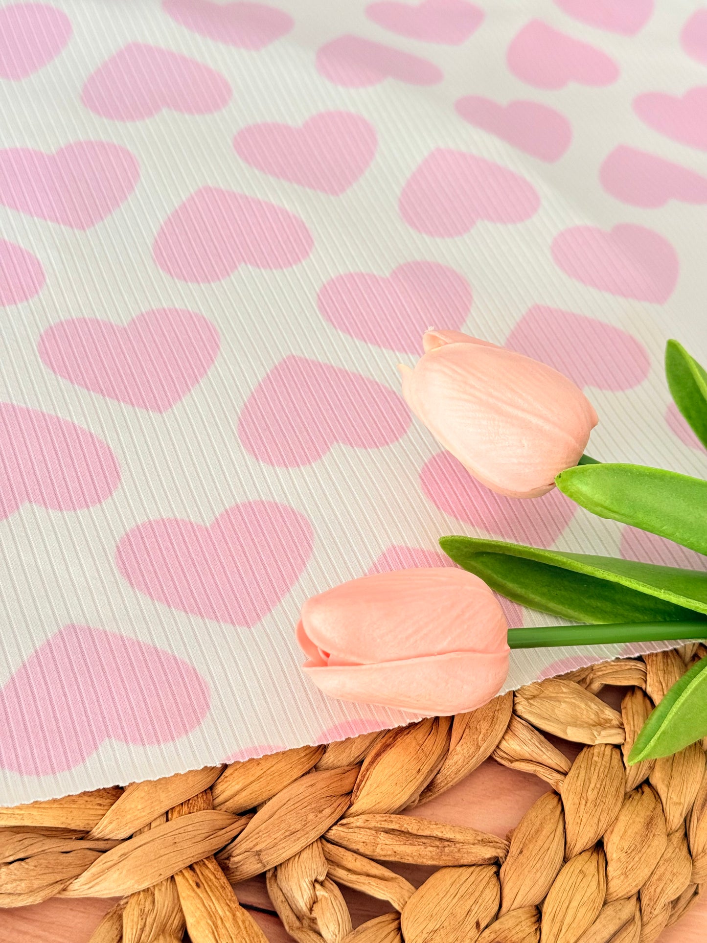 Printed Rib Pink Hearts Dream