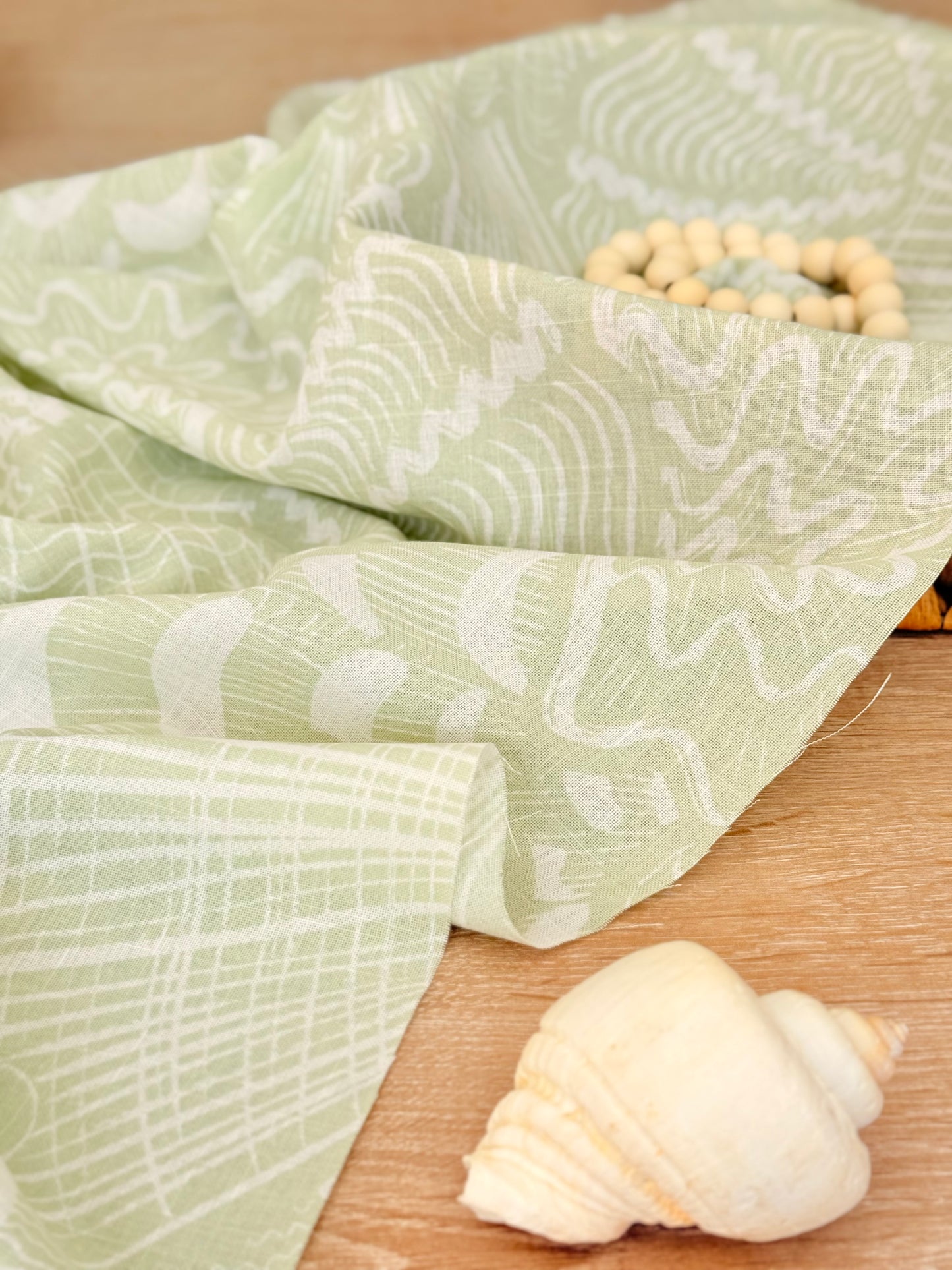 Printed Linen Coral Flow