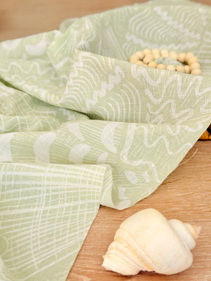 Printed Linen Coral Flow