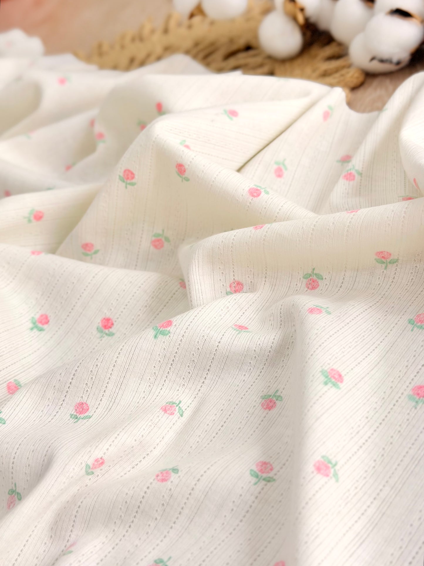 Printed Cotton Jersey Blush Petals