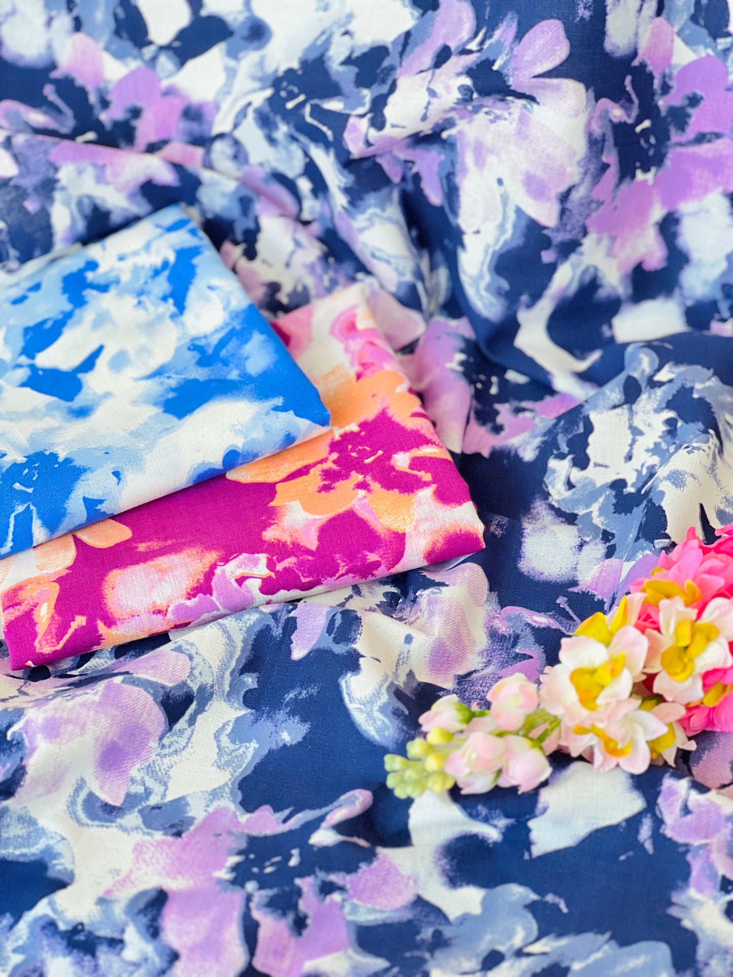 Printed Linen Tie Dye Flowers