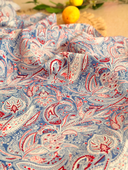 Printed Cotton Blue Paisley