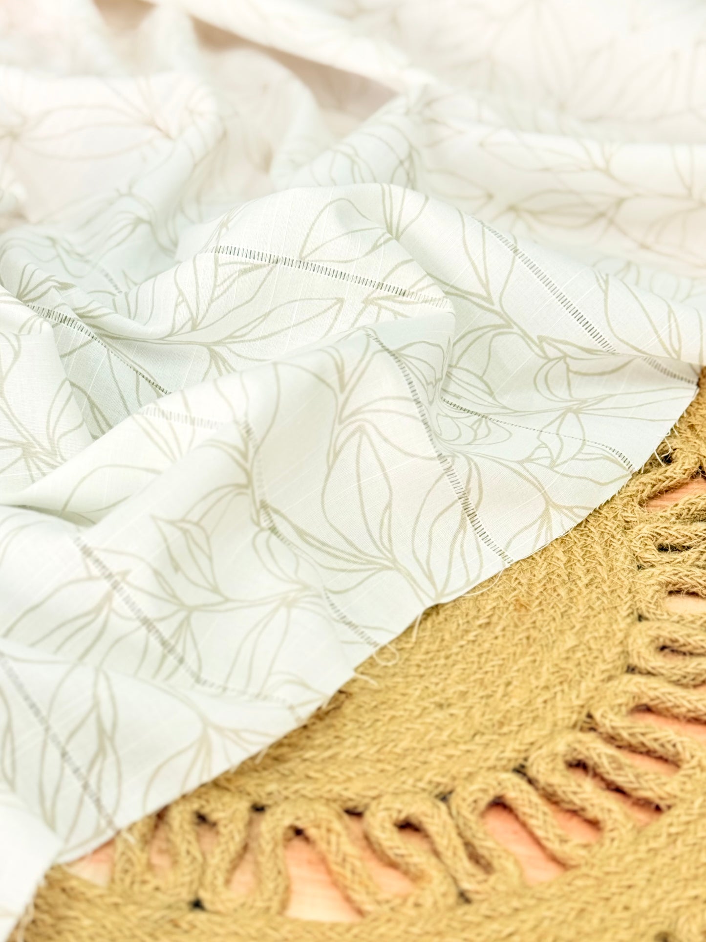 Embroidered Cotton Whisper Leaves