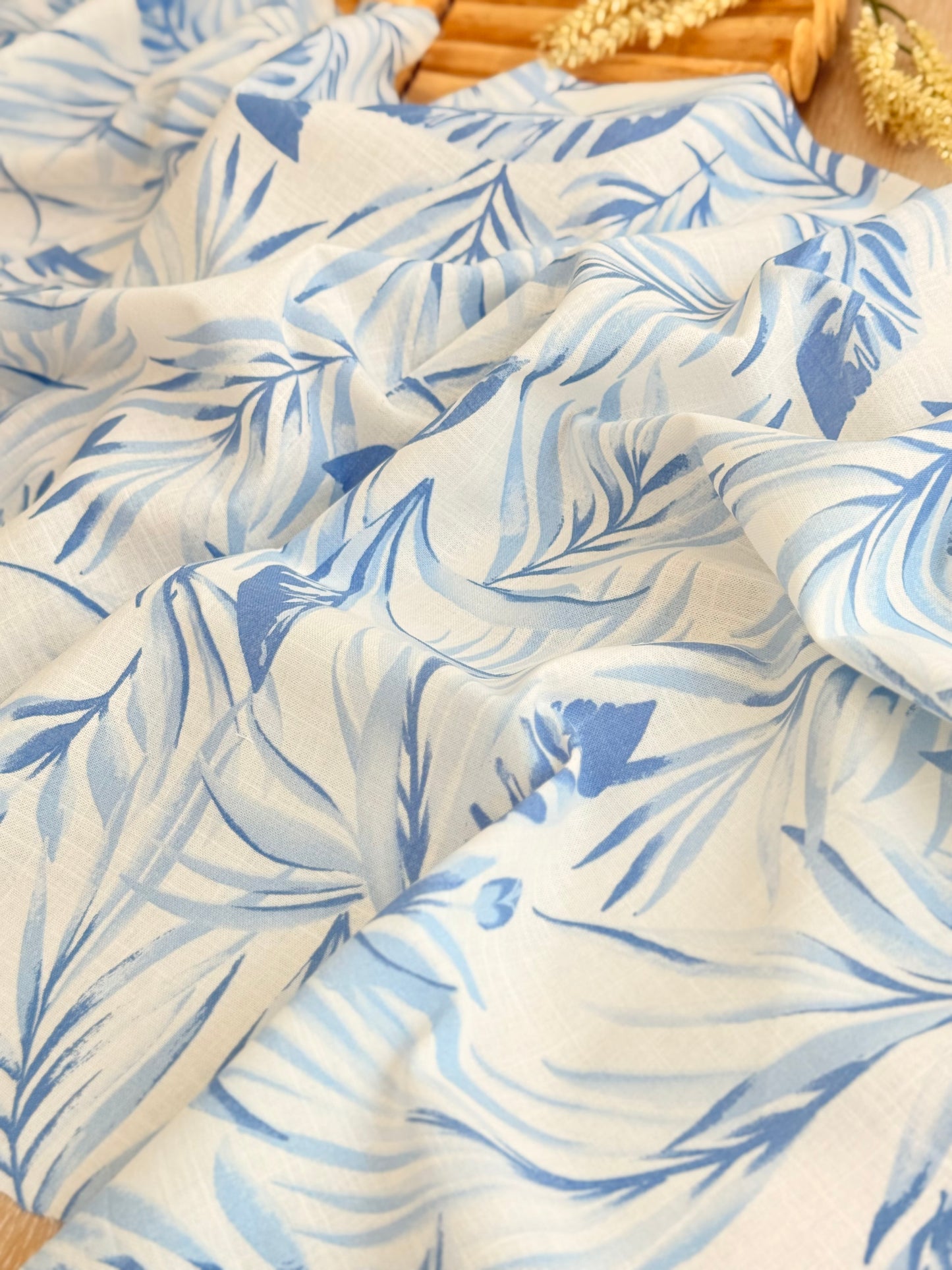 Printed Linen Blue Breeze