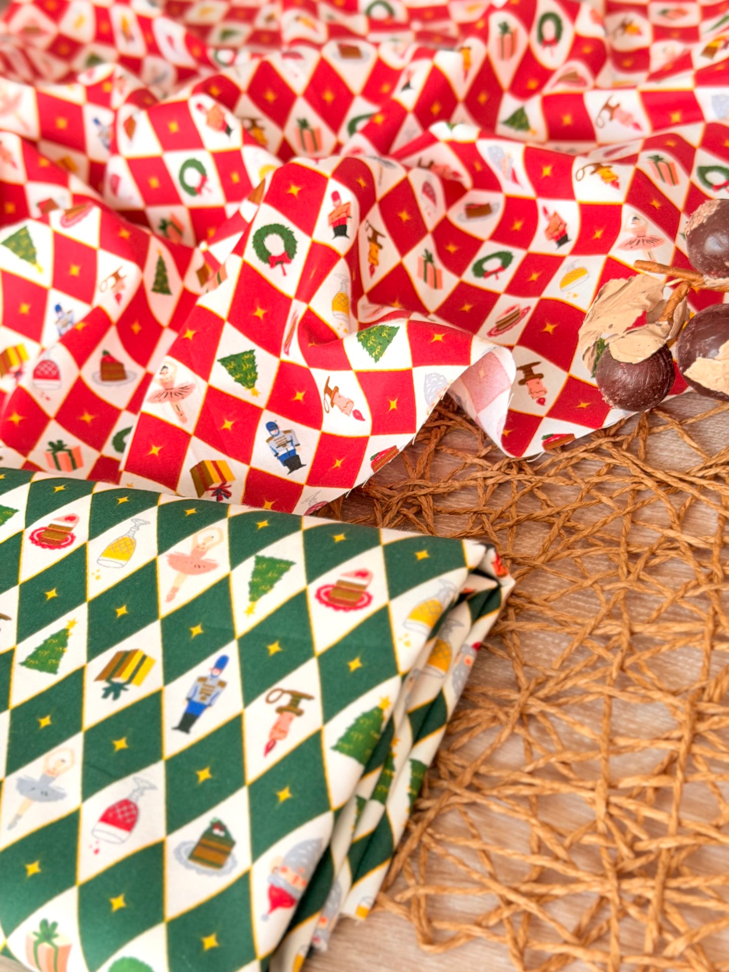 Cotton Twill Christmas Argyle