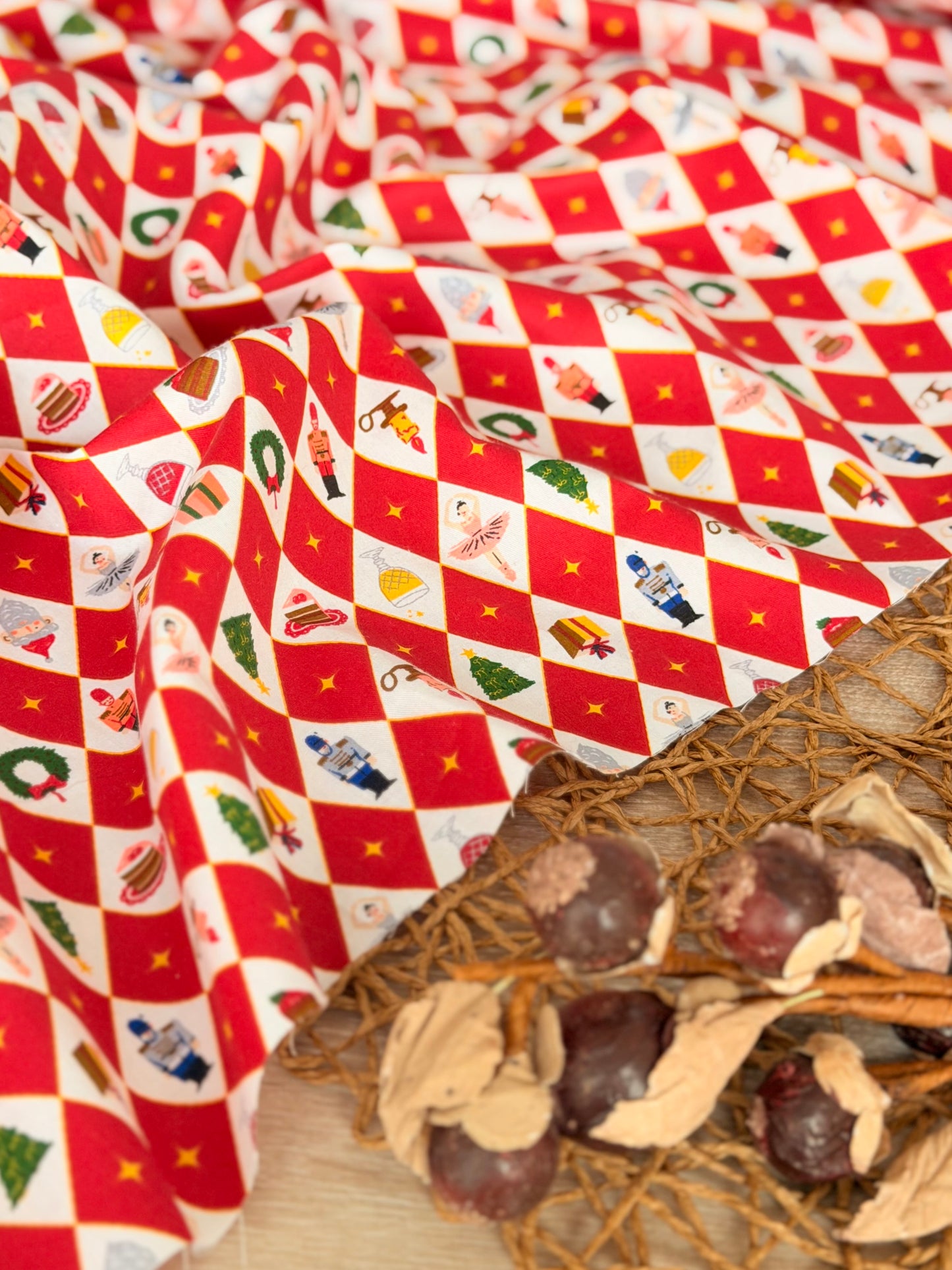 Cotton Twill Christmas Argyle
