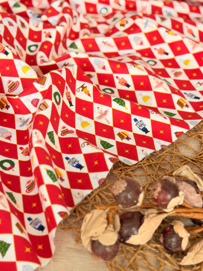 Cotton Twill Christmas Argyle