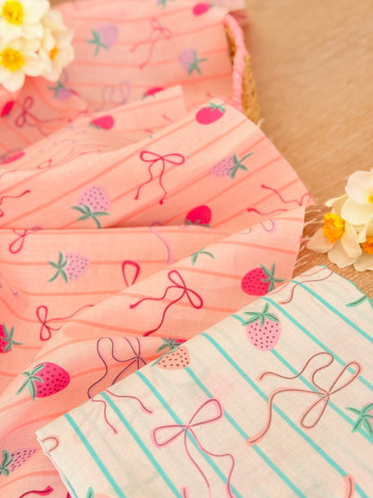 Printed Cotton Strawberry Ribbons