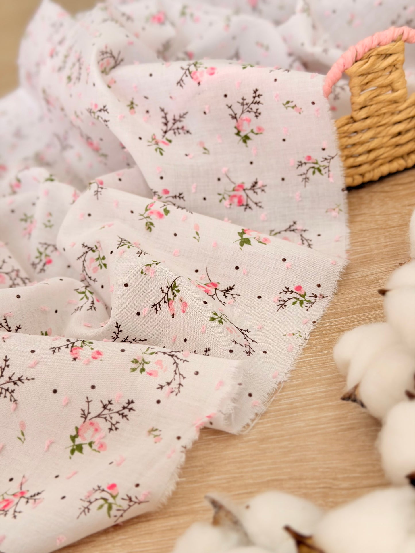 Printed Plumeti Cotton Wild Rose