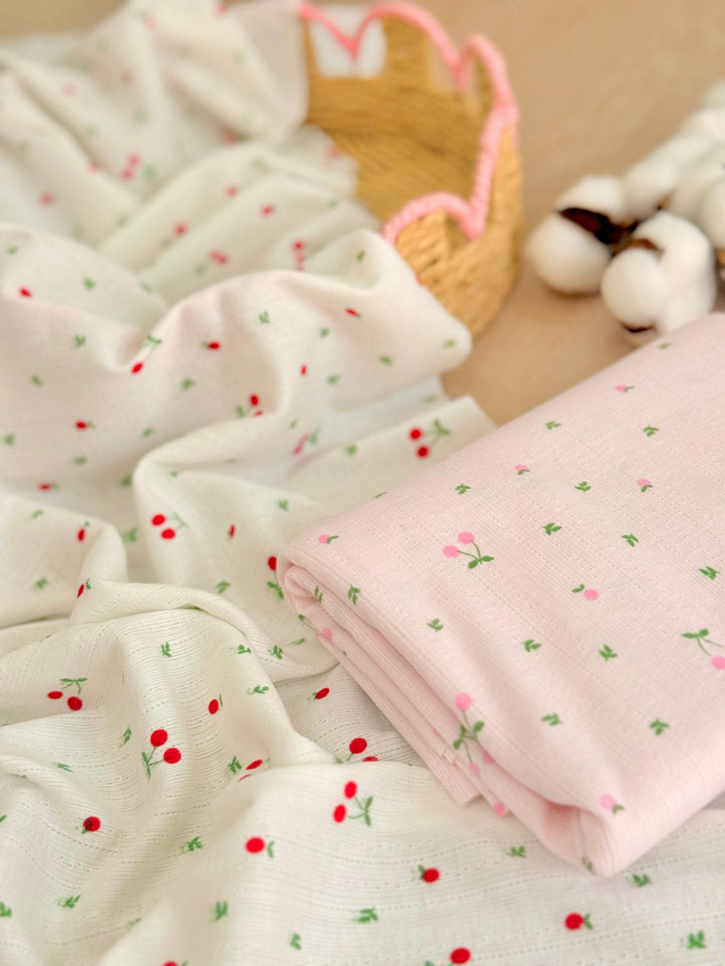 Printed Cotton Jersey Cherry Blossom